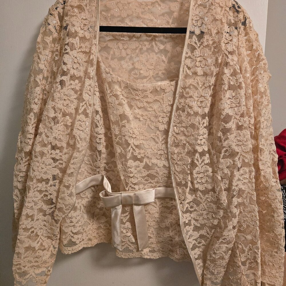 Sandra Darren Tan Lacy top